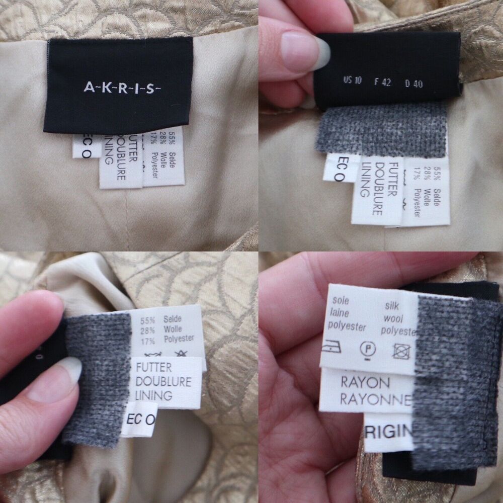 Akris US 10 Gold Lamé Collarless Jacket Button Front Longline - Picture 3 of 12